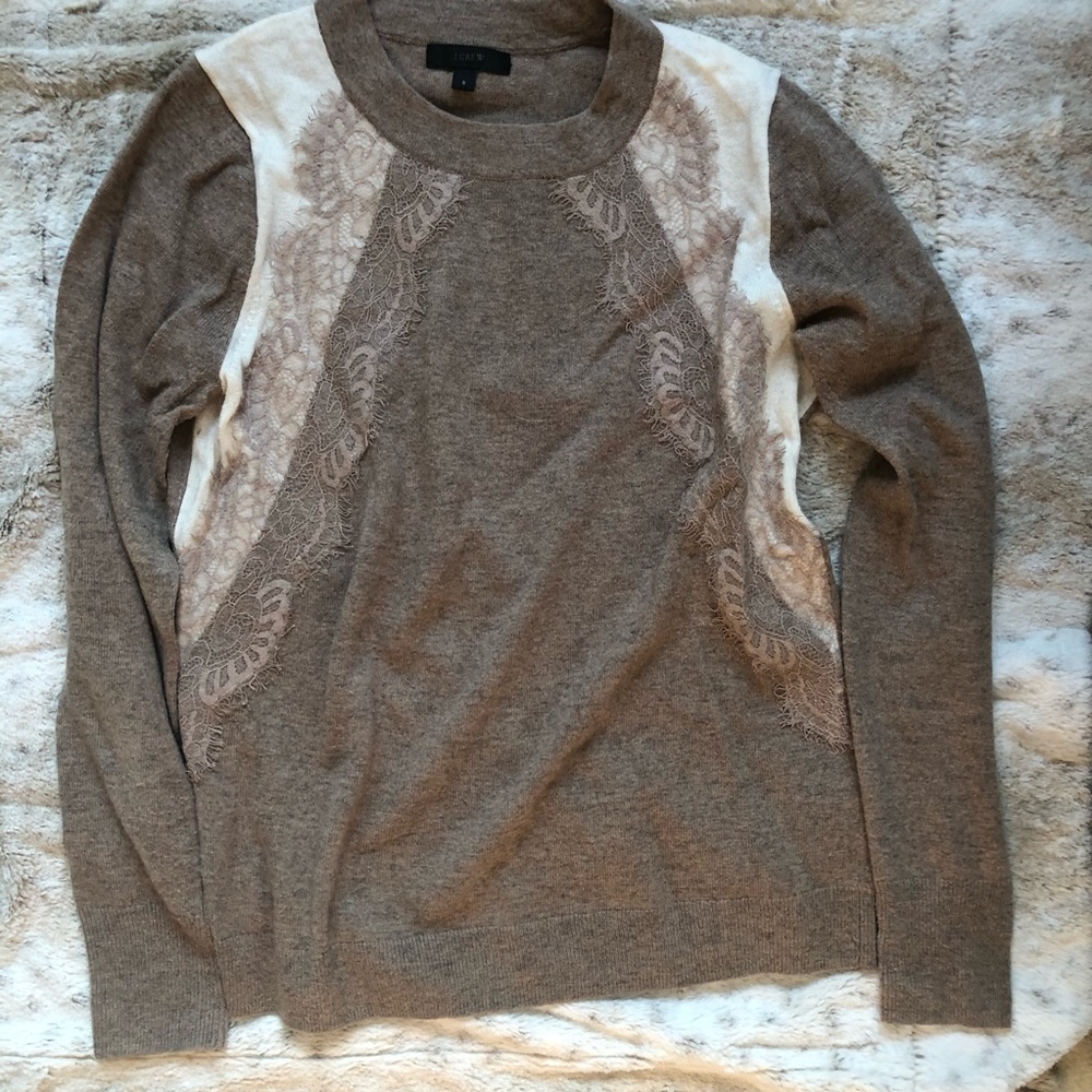 J. Crew beige lace wool sweater size S